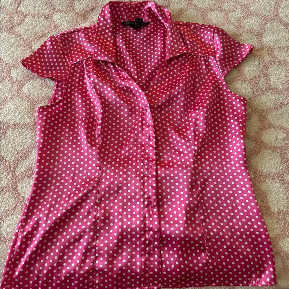 Victoria's Secret pink Polka Dot Blouse